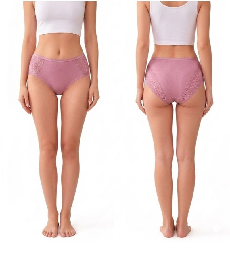 2 Pack Women's Pink Lace-Trim Comfort Briefs - Image 1