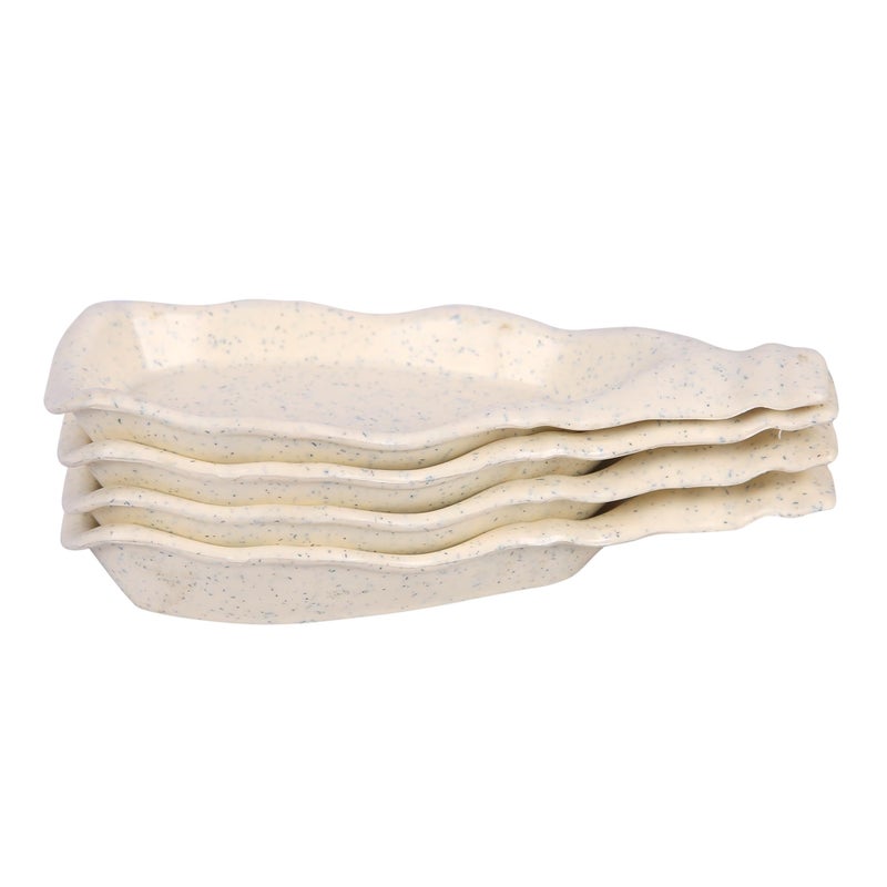 CORNET Polyproplene Pear Shape Snacks Plate | Microwave Safe | for Snacks | Fancy Plates (Ivory, Set of 4) (7 * 3 * 1 Inches) - Image 1