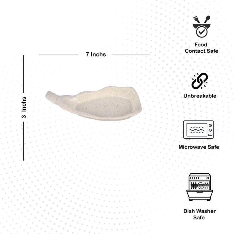 CORNET Polyproplene Pear Shape Snacks Plate | Microwave Safe | for Snacks | Fancy Plates (Ivory, Set of 4) (7 * 3 * 1 Inches) - Image 3
