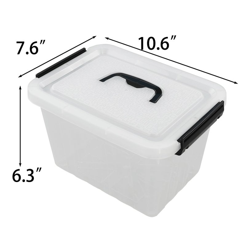Kekow 6 L Clear Storage Box  Plastic Storage Latch Box with Black Handle  4-Pack - Image 2