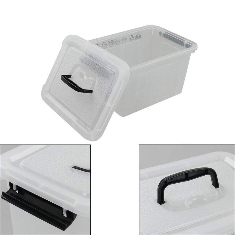 Kekow 6 L Clear Storage Box  Plastic Storage Latch Box with Black Handle  4-Pack - Image 3