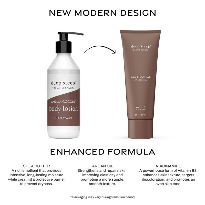 Deep Steep Body Lotion, Brown Sugar Vanilla, 8 oz â€“ Moisturizer with Coconut Oil, Shea Butter, Argan Oil, Aloe Vera & Niacinamide â€“ Vegan, Clean Beauty, Daily Skin Hydration - Image 3