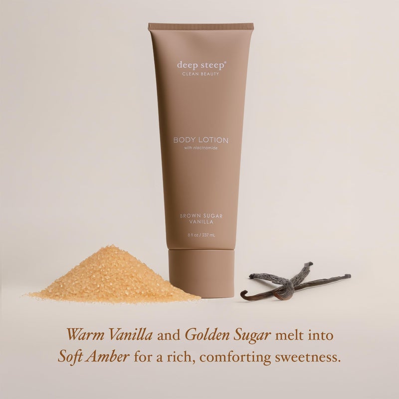 Deep Steep Body Lotion, Brown Sugar Vanilla, 8 oz â€“ Moisturizer with Coconut Oil, Shea Butter, Argan Oil, Aloe Vera & Niacinamide â€“ Vegan, Clean Beauty, Daily Skin Hydration - Image 4