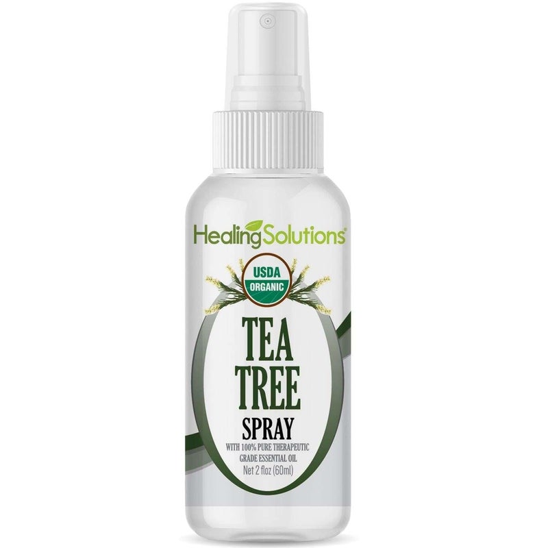Healing Solutions Organic Tea Tree Spray - Water-Infused with Tea Tree Essential Oil - 2 oz Bottle Mist
