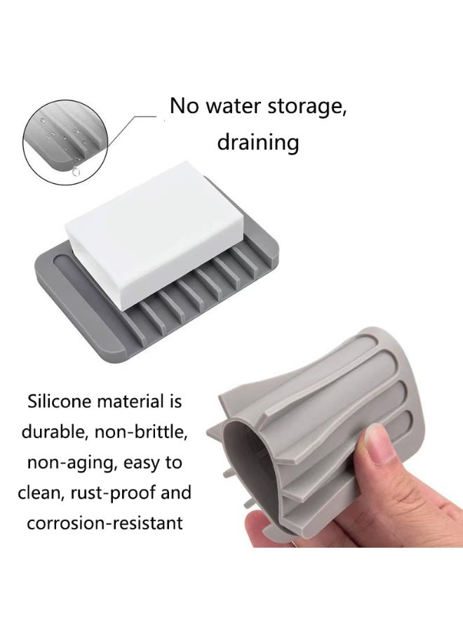 2 Pieces Self Draining Soap Dish, Premium Silicone Soap Dish and Preserver for Shower, Bathroom, Kitchen, Bathtub, Razor, Sponge, Excellent Drainage to Extend Soap Life, Easy to Clean  - Image 5