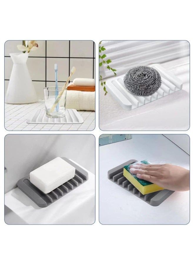2 Pieces Self Draining Soap Dish, Premium Silicone Soap Dish and Preserver for Shower, Bathroom, Kitchen, Bathtub, Razor, Sponge, Excellent Drainage to Extend Soap Life, Easy to Clean  - Image 4