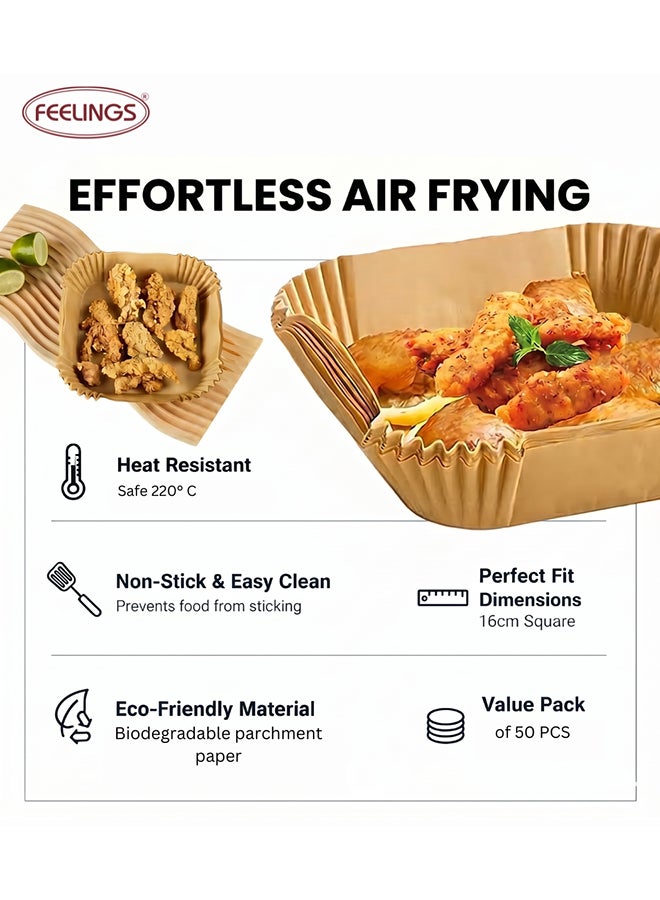 Feelings AIR FRYER PAPER LINER 16CM, 50PCS |SQUARE - Image 4