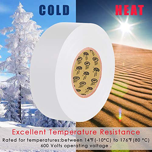 LYLTECH White Electrical Tape, 66 feet x 3/4 inch x 7 mils-600V,Pass UL/CSA Certification. Waterproof,Flame Retardant,Strong Adhesive, 14℉ to 176℉(White) - Image 3