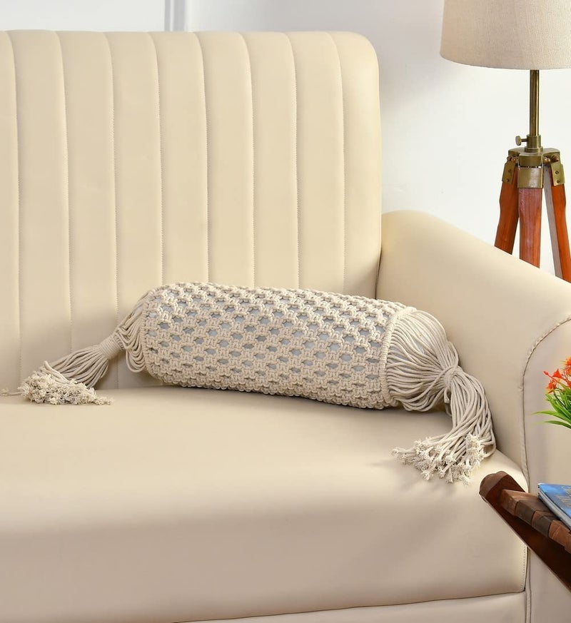 pepme pepme Macrame masand Round Cover Candy Style 16x6 OffWhite 