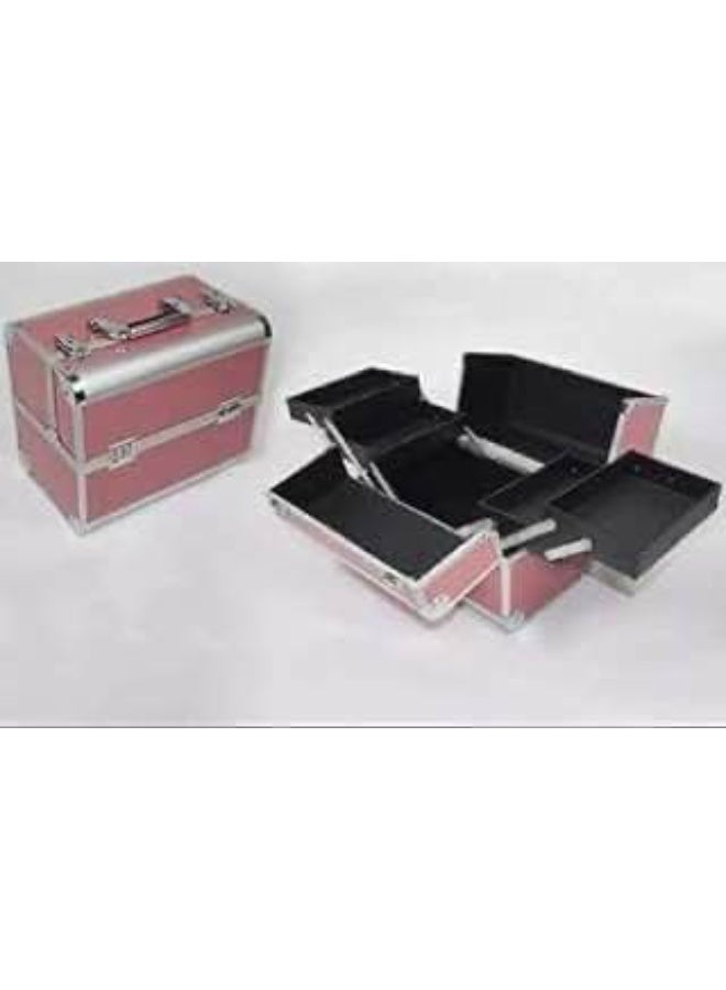 شنطة مستحضرات تجميل للسفر متعددة الوظائف مزودة بمرآة من سويي مكياج محمولة مكونة 4 صواني قابلة للطي لمستحضرات التجميل وفرش المكياج وأدوات الزينة والمجوهرات والملحقات الرقمية - Image 4