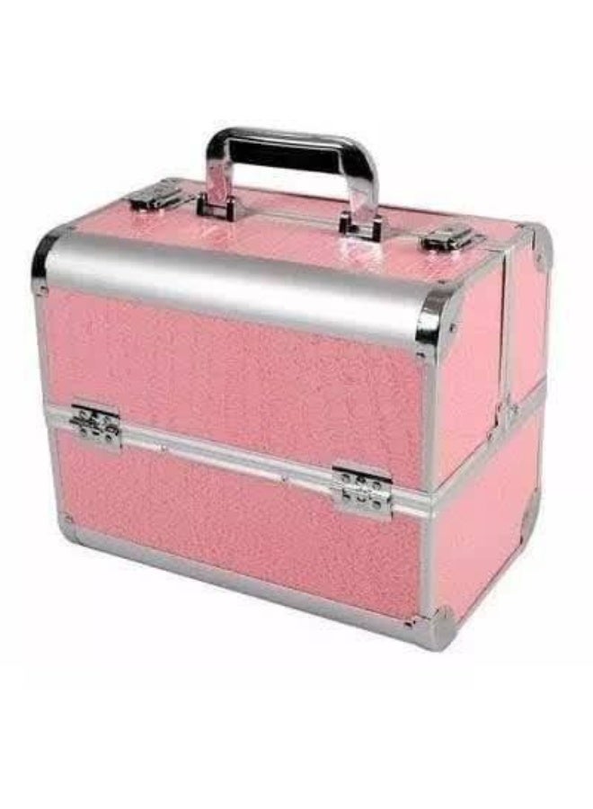 شنطة مستحضرات تجميل للسفر متعددة الوظائف مزودة بمرآة من سويي مكياج محمولة مكونة 4 صواني قابلة للطي لمستحضرات التجميل وفرش المكياج وأدوات الزينة والمجوهرات والملحقات الرقمية - Image 3