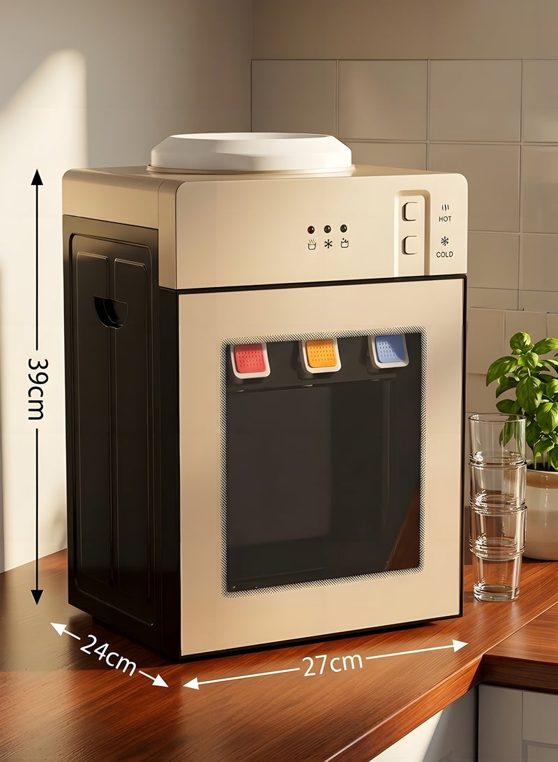 بيوينتي موزع مياه فوق الطاولة   يحمل جالون ماء ٣ أو ٥ جالون   موزع مياه بتعبئة علوية   مبرد مياه بثلاث درجات حرارة   موزع مياه بارد وساخن   مناسب للاستخدام في المنزل أو المكتب أو جانب السرير في السكن   ذهبي - Image 2