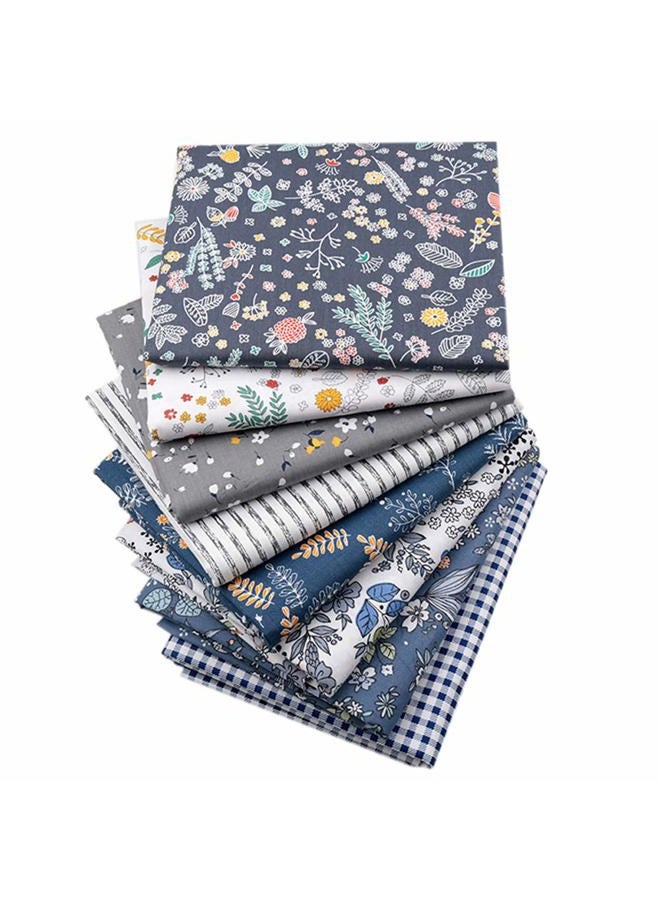 Hanjunzhao Checked Striped Floral Quilting Fabric, Dark Blue Gray Fat Quarters Fabric Bundles,18 x 22 inches - Image 1