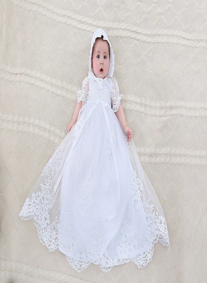 NIMBLE Baby Girls Baptism Delicate Embroideried Gown with Bonnet for 0-12 Months - Image 5