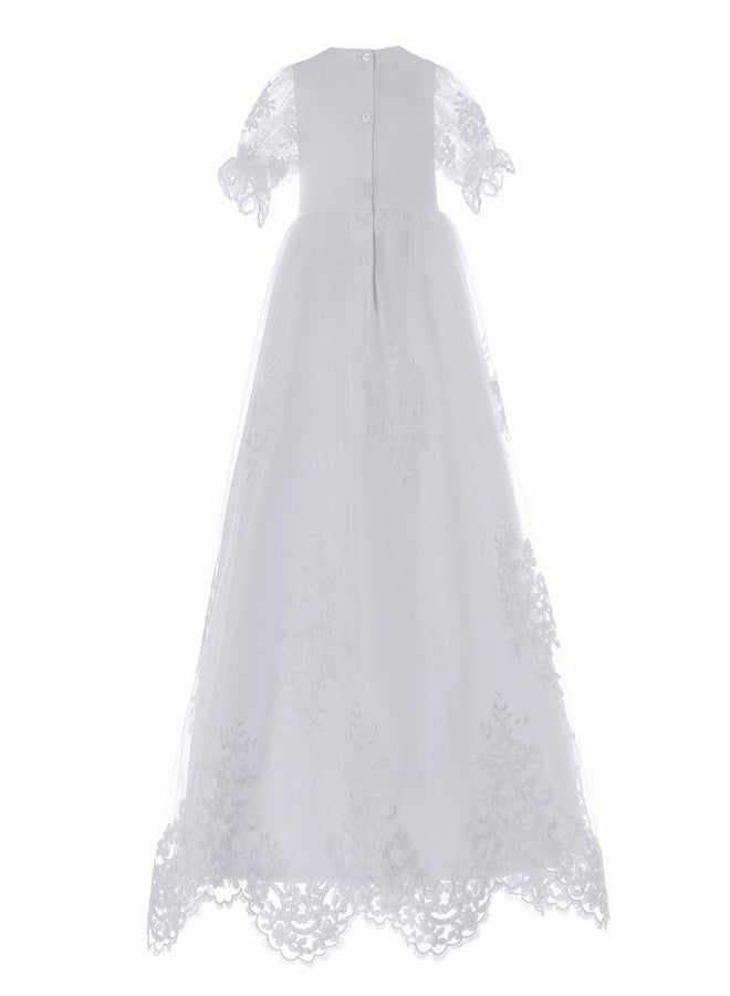 NIMBLE Baby Girls Baptism Delicate Embroideried Gown with Bonnet for 0-12 Months - Image 2