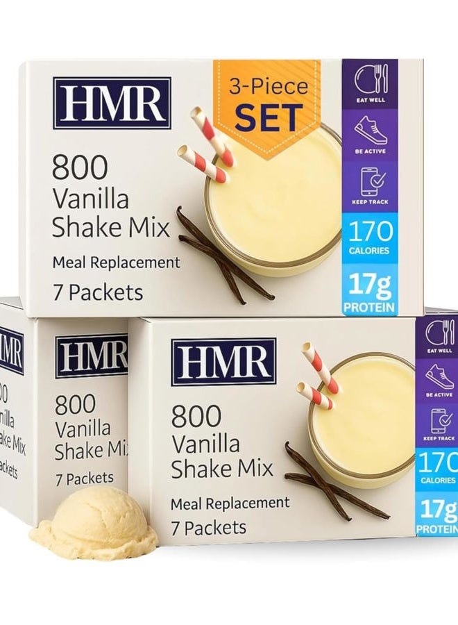 HMR 800 Vanilla Shake Meal Replacement Triple Pack, 16g Protein, 170 Cal, 3 Boxes of 18 Single-Serve Powder Packets - Image 1