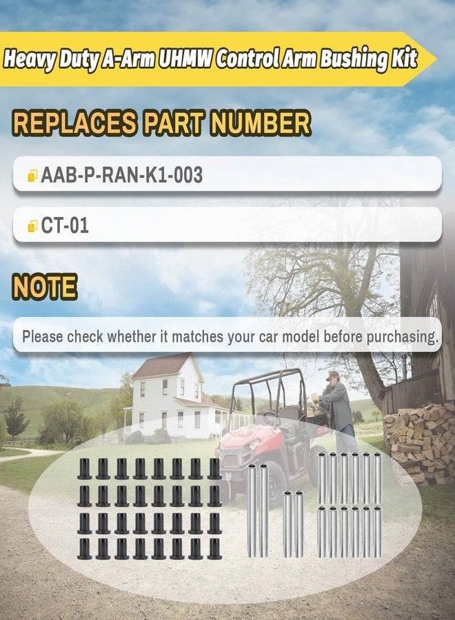 Qagea Heavy Duty A-Arm UHMW Control Arm Bushing Kit Replacement for 2005-2008 Polaris Ranger 500, 2005-2008 Polaris Ranger 700 Replace AAB-P-RAN-K1-003 CT-01 - Image 3