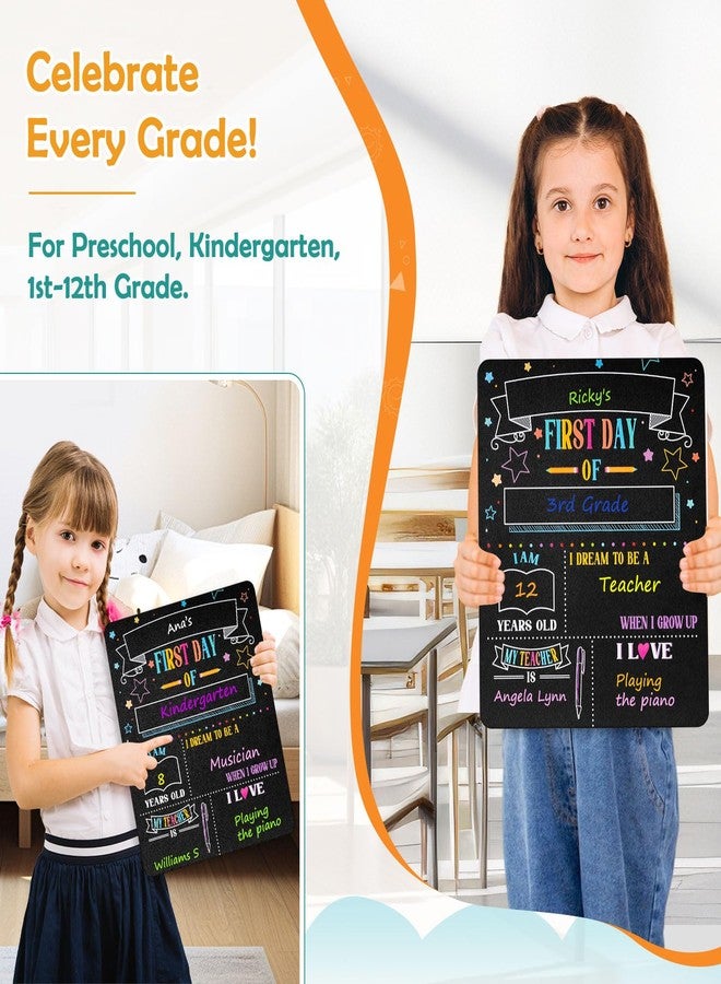 4 THOUGHT First & Last Day of School Chalkboard Sign- 11x14 Inch Double-Sided Reusable Chalk Board Signs for Kids, Back to School Photo Prop for Kindergarten Preschool, Icluding 7 Markers - Image 5