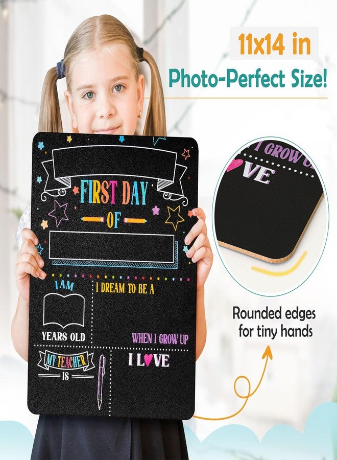 4 THOUGHT First & Last Day of School Chalkboard Sign- 11x14 Inch Double-Sided Reusable Chalk Board Signs for Kids, Back to School Photo Prop for Kindergarten Preschool, Icluding 7 Markers - Image 3