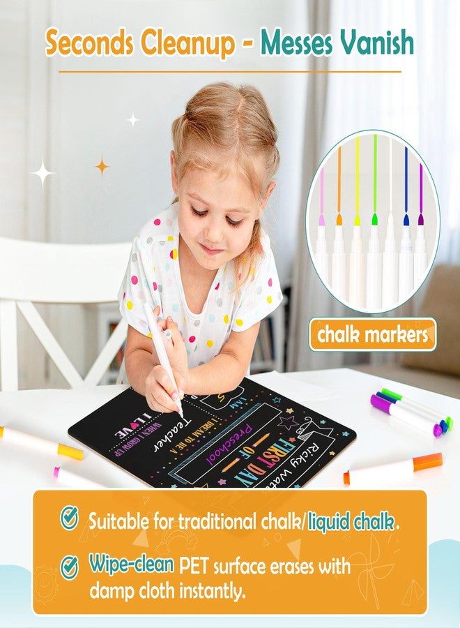 4 THOUGHT First & Last Day of School Chalkboard Sign- 11x14 Inch Double-Sided Reusable Chalk Board Signs for Kids, Back to School Photo Prop for Kindergarten Preschool, Icluding 7 Markers - Image 4