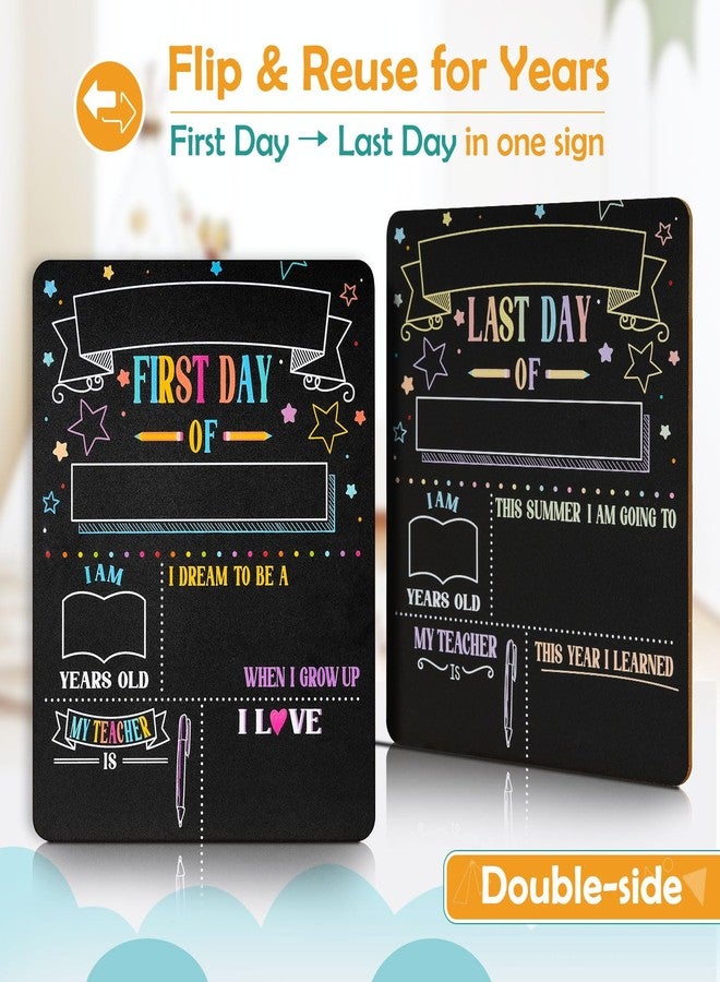 4 THOUGHT First & Last Day of School Chalkboard Sign- 11x14 Inch Double-Sided Reusable Chalk Board Signs for Kids, Back to School Photo Prop for Kindergarten Preschool, Icluding 7 Markers - Image 2