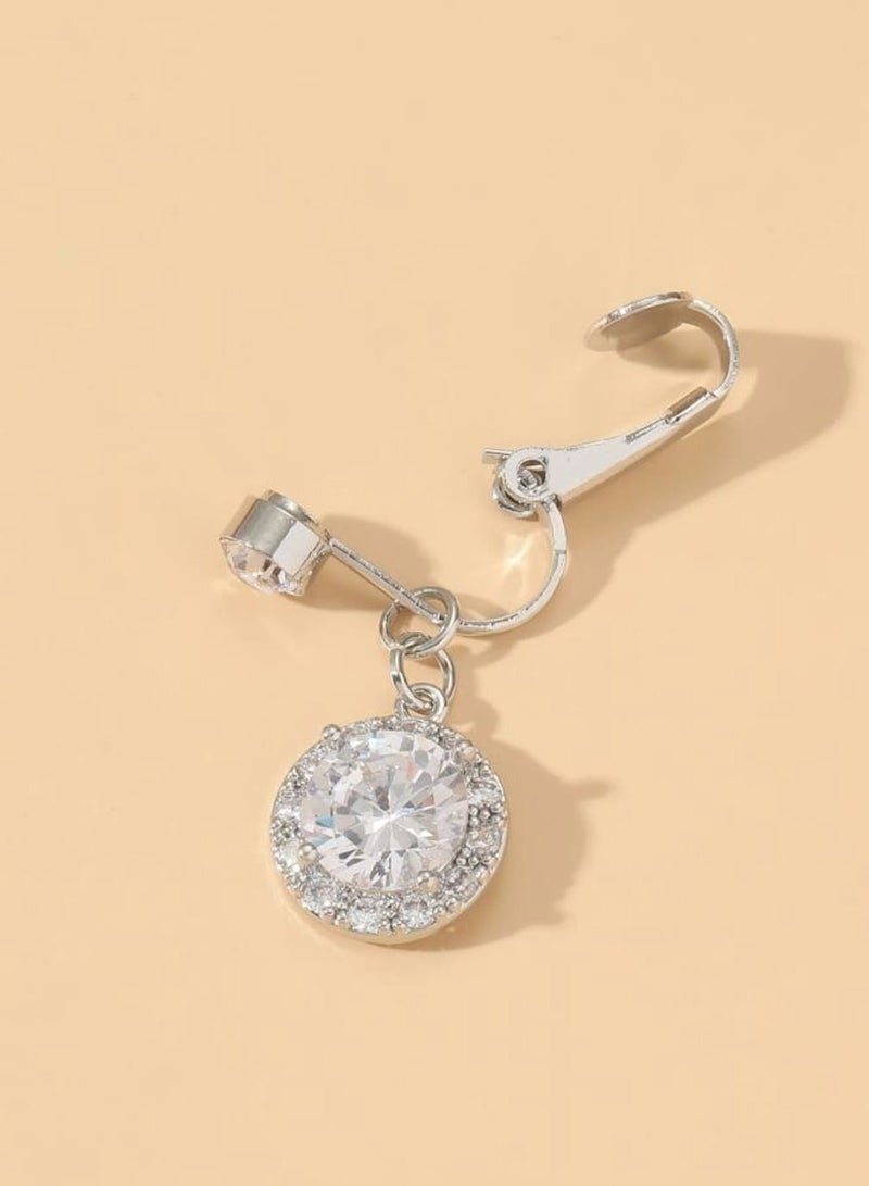 Stainless Steel Navel Ring, Cubic Zirconia Round Decor Belly Button Ring for Women - Image 3