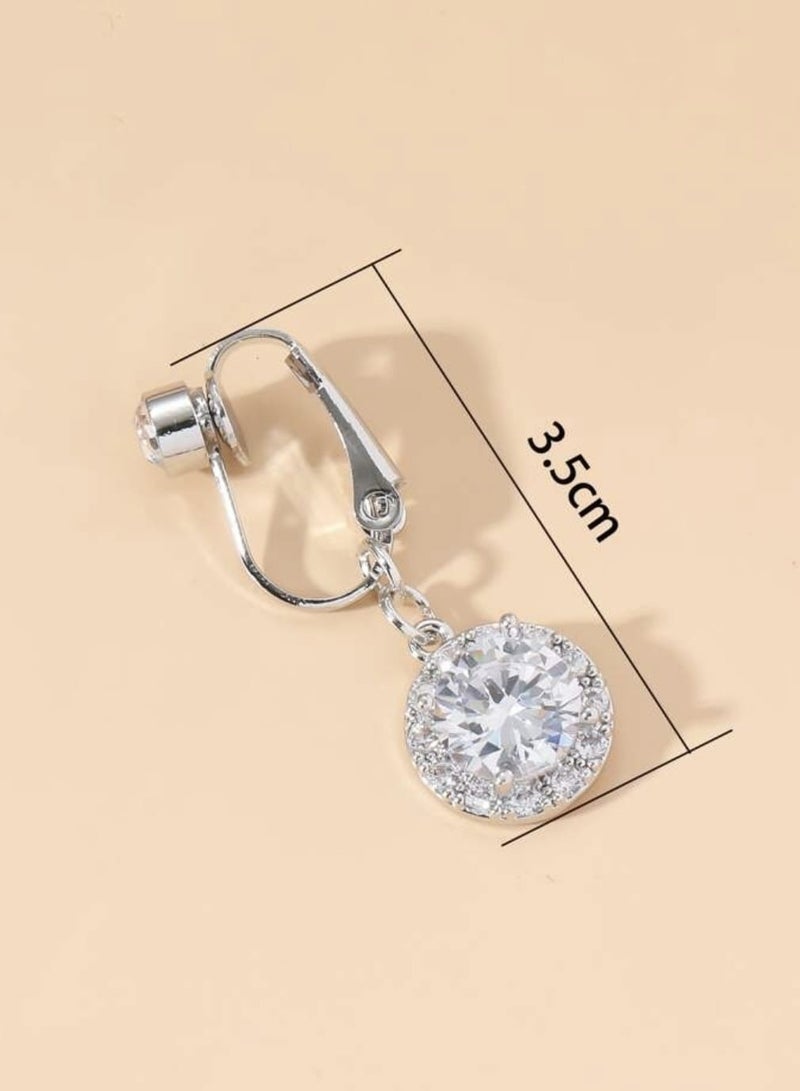 Stainless Steel Navel Ring, Cubic Zirconia Round Decor Belly Button Ring for Women - Image 2