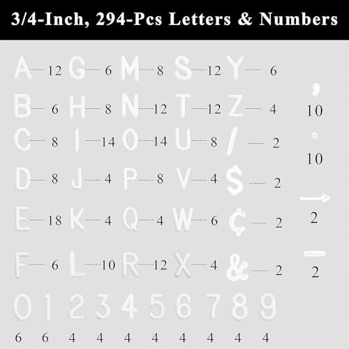 C CRYSTAL LEMON White Precut Letter Board Letters, 394 Pieces, 0.75 Inch Plastic Letters Numbers and Symbols, Fits Standard Felt Letter Boards, Not for Pegboards - Image 4