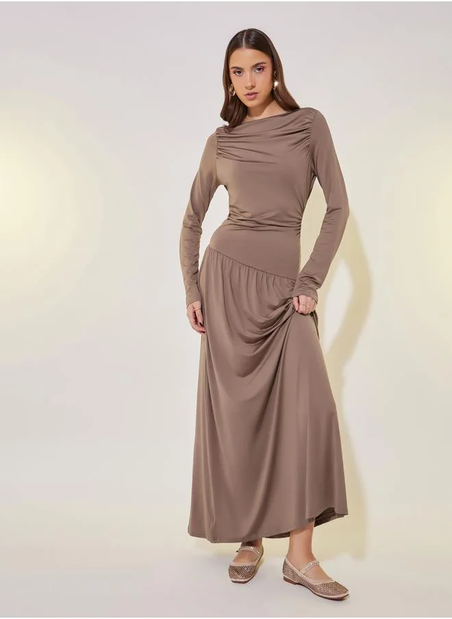 ستايلي Gathered Detail Long Sleeve Maxi Dress