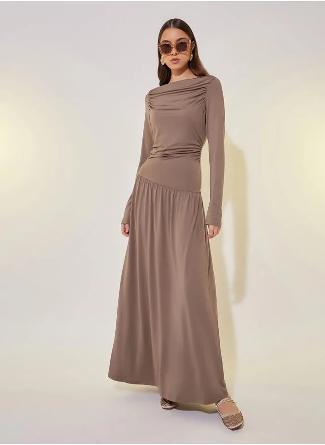 ستايلي Gathered Detail Long Sleeve Maxi Dress