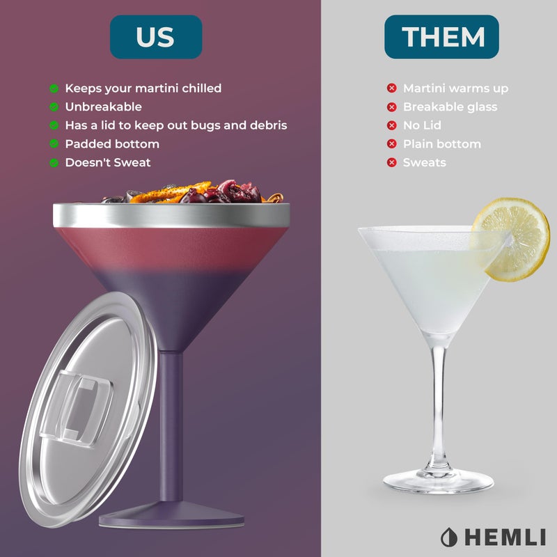 Hemli Martini Glass, Stainless Steel Insulated Martini Tumbler, Cocktail Cup - Image 4