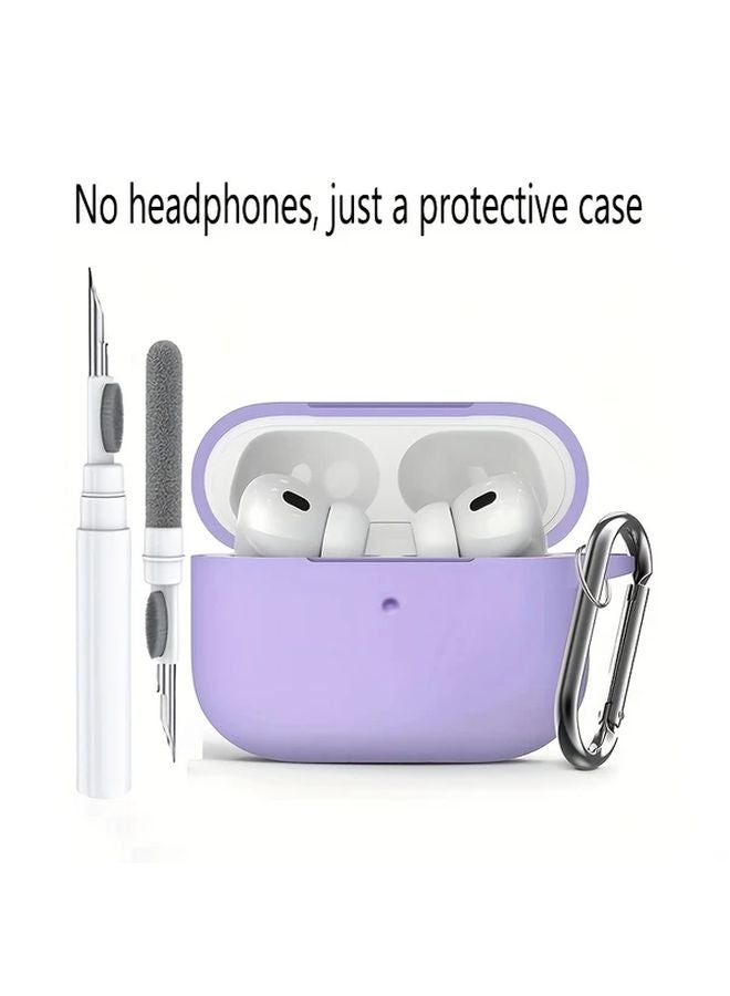 Purple Silicone Case For Airpods Pro 2pcs Soft Protective Cover Cleaning Pen - Image 1