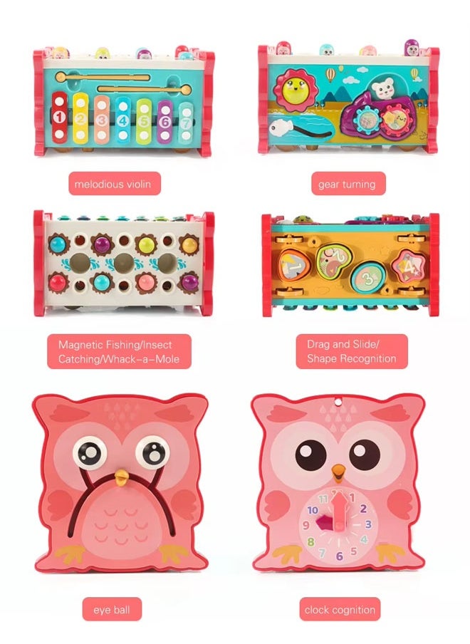 Hammering Toys Hammering Pounding Toys 8-In-1 Pounding Toys For Toddlers Hammering Montessori Toys Activity Cube Baby Toys Pull Along Bus Whack-A-Mole Fishing, Xylophone & More, Shape Sorting, Interactive & Educational Play Educational Toy For Boys And Girls  - Image 2