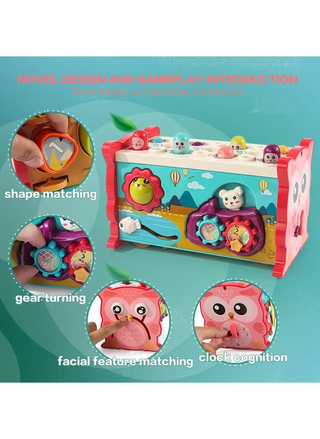 Hammering Toys Hammering Pounding Toys 8-In-1 Pounding Toys For Toddlers Hammering Montessori Toys Activity Cube Baby Toys Pull Along Bus Whack-A-Mole Fishing, Xylophone & More, Shape Sorting, Interactive & Educational Play Educational Toy For Boys And Girls  - Image 5