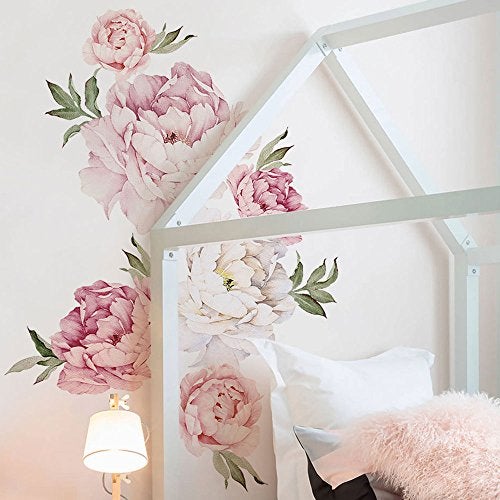 Simple Shapes Peony Flower Wall Sticker Mixed Pink