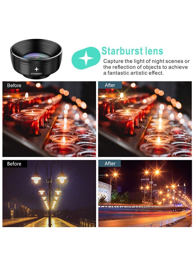 ESSAGER - 7pcs Pro Cinema Wide Camera Lens for Mobile Phones with Storage Box - 198 Hd Fisheye + 0.63x Wide Angle + 15x Macro + 2x Portrait Lens + Cpl Polarizing Filter + Kaleidoscope Lens + Starlight Lens - Image 1