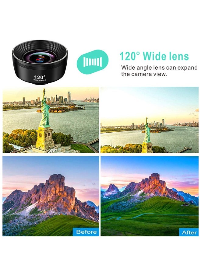 ESSAGER - 7pcs Pro Cinema Wide Camera Lens for Mobile Phones with Storage Box - 198 Hd Fisheye + 0.63x Wide Angle + 15x Macro + 2x Portrait Lens + Cpl Polarizing Filter + Kaleidoscope Lens + Starlight Lens - Image 1