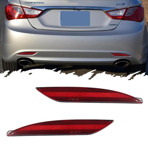 TurningMax For 2011 2012 2013 2014 Hyundai Sonata(YF) Rear Bumper Reflector Brake Tail Light Red Housings 92406-3S000, 92406-3S000 HY2830102 HY2831102 - Image 1