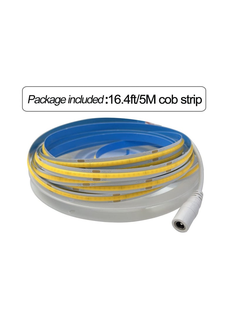 SOLARAE LED Strip Lights, White, 6000K, DC12V 16.4ft/5M 320leds/M CRI90 Flexible LED Tape 8mm, for Indoor Home Cabinet, Bedroom, Kitchen, Stage, Backlight DIY Lighting (without Power Supply) - Image 1