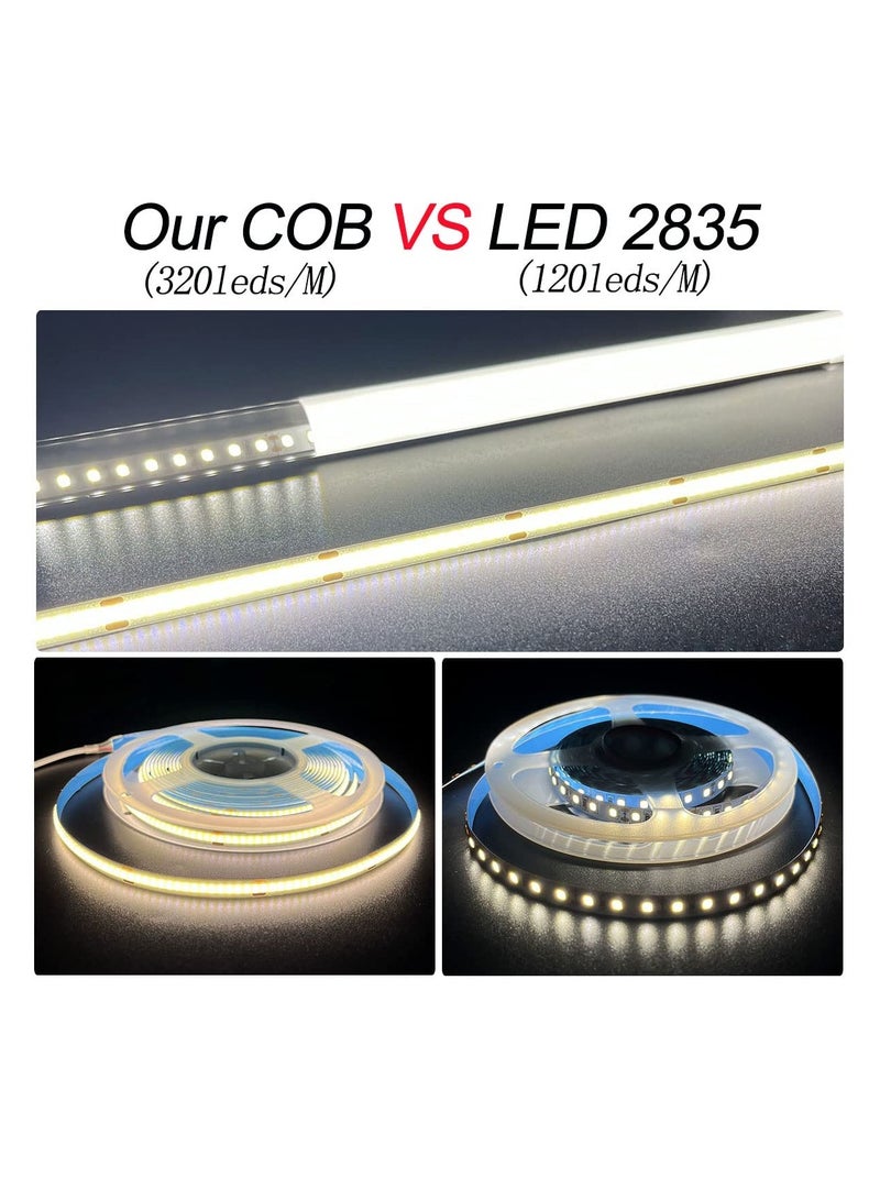 SOLARAE LED Strip Lights, White, 6000K, DC12V 16.4ft/5M 320leds/M CRI90 Flexible LED Tape 8mm, for Indoor Home Cabinet, Bedroom, Kitchen, Stage, Backlight DIY Lighting (without Power Supply) - Image 4