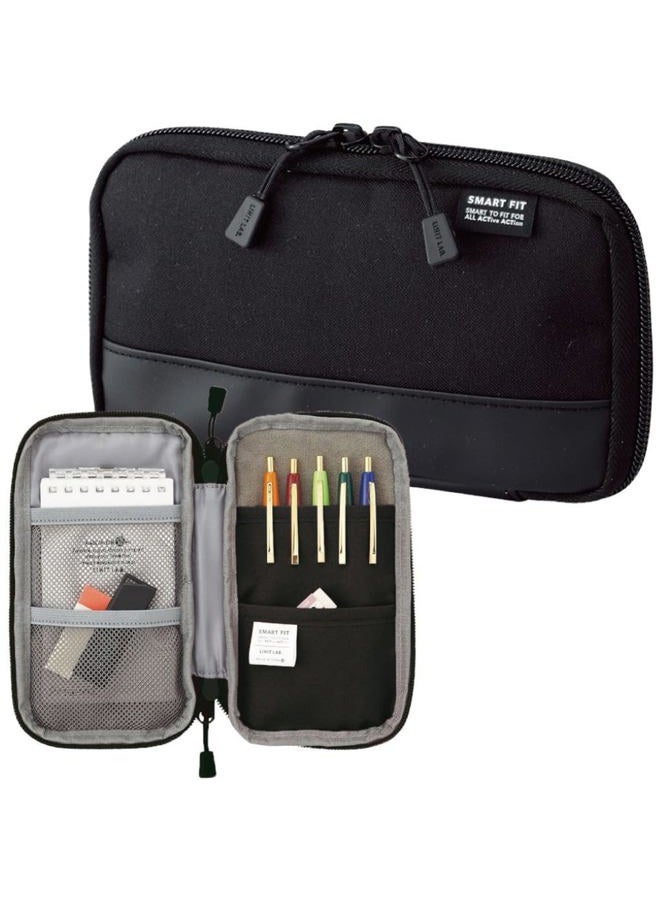 LIHITLAB Lihit Lab Compact Pen Case (Pencil Case), Water & Stain Repellent,3.5" x 6.5'', Black (A7687-24) - Image 1