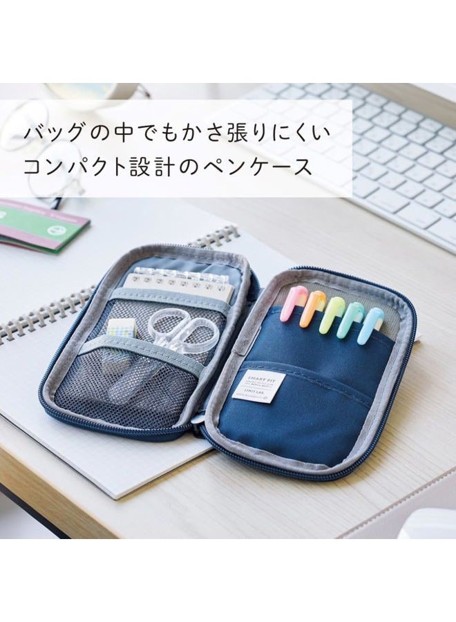 LIHITLAB Lihit Lab Compact Pen Case (Pencil Case), Water & Stain Repellent,3.5" x 6.5'', Black (A7687-24) - Image 4