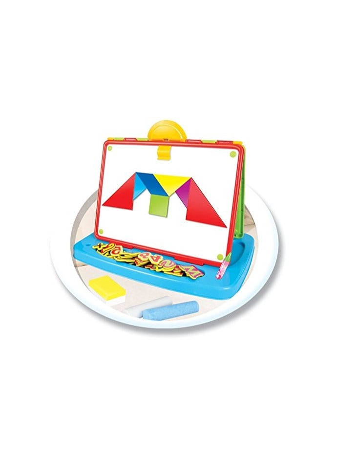 learning easel Multifunctional Kids Learning Easel and Drawing Set with Magnetic Board, Chalkboard, Puzzle Shapes, and Educational Accessories - Image 4