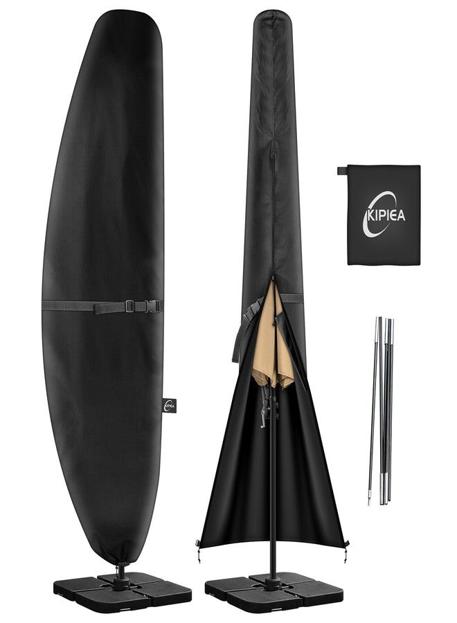 Kipiea Patio Umbrella Covers for 7.5'-11.5'Offset Umbrella, Upgrade 500D Heavy Duty Outdoor Umbrellas Covers with Support Pole and Straps - Image 1