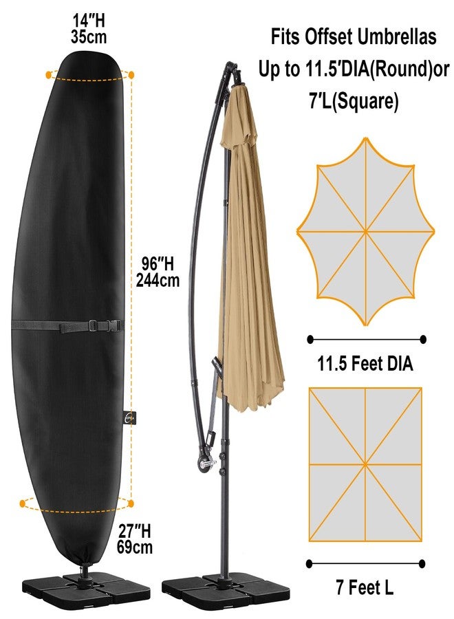 Kipiea Patio Umbrella Covers for 7.5'-11.5'Offset Umbrella, Upgrade 500D Heavy Duty Outdoor Umbrellas Covers with Support Pole and Straps - Image 2