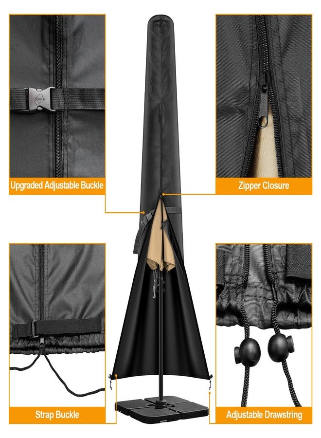 Kipiea Patio Umbrella Covers for 7.5'-11.5'Offset Umbrella, Upgrade 500D Heavy Duty Outdoor Umbrellas Covers with Support Pole and Straps - Image 4