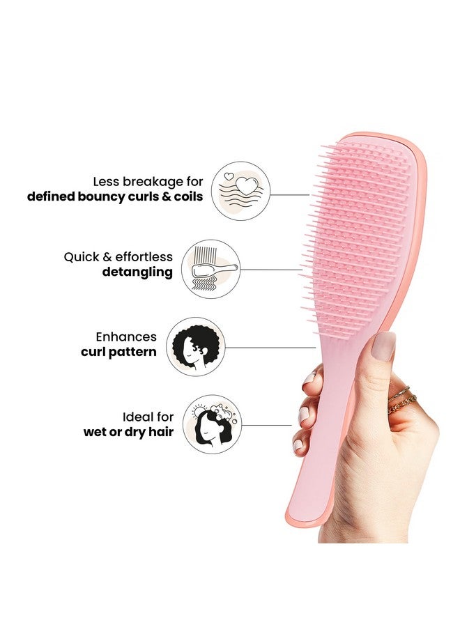 Tangle Teezer Ultimate Detangler Naturally Curly Hair Brush, Dry & Wet Hairbrush, Reduces Frizz & Breakage, for 3C to 4C Curly Hair Types, Pink Mango - Image 4