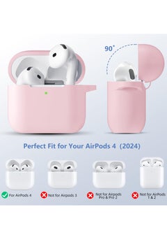 SZOXST Compatible with AirPods 4 Case Cover, Soft Silicone Shockproof Covers for Airpods 4th Generation 2024 Cases with Keychain and Cleaning Kit Front LED Visible for Women and Men Pink  - Image 2
