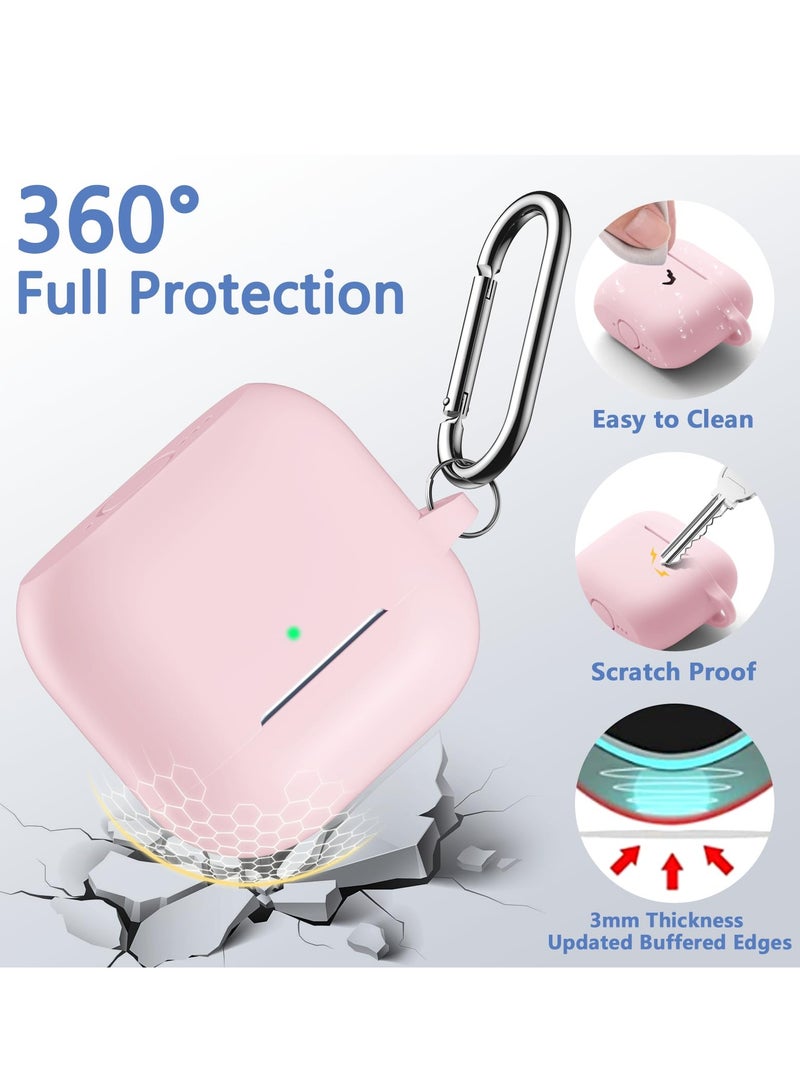 SZOXST Compatible with AirPods 4 Case Cover, Soft Silicone Shockproof Covers for Airpods 4th Generation 2024 Cases with Keychain and Cleaning Kit Front LED Visible for Women and Men Pink - Image 3