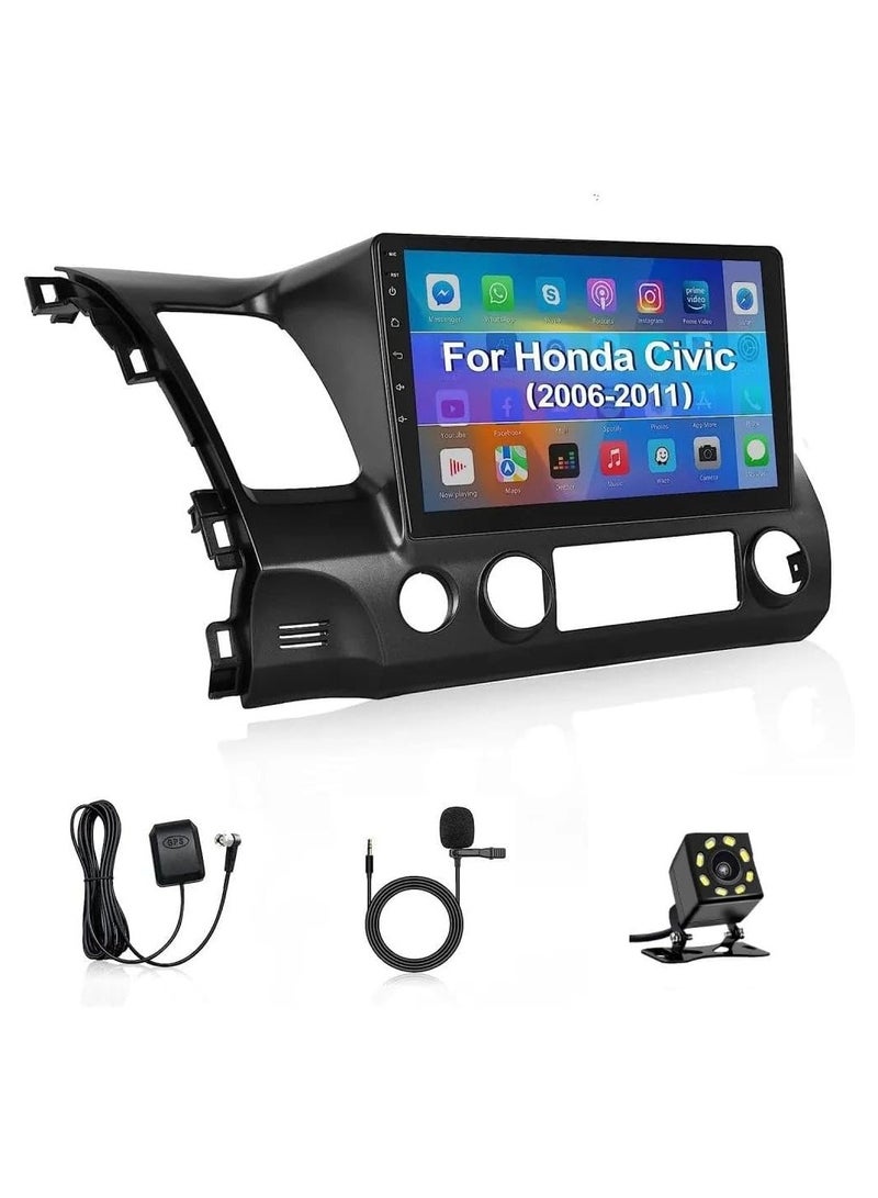 شاشة أندرويد لهوندا سيفيك 2006 إلى 2011 2 جيجا بايت رام 32 جيجا بايت ذاكرة تدعم شاشة تعمل باللمس عالية الدقة بالكامل 10 بوصة مدمجة بلوتوث راديو USB واي فاي متجر Play كاميرا احتياطية متضمنة - Image 1